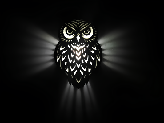 3D Printed Owl LED Light Cover - Decorative Indoor/Outdoor Wall Light